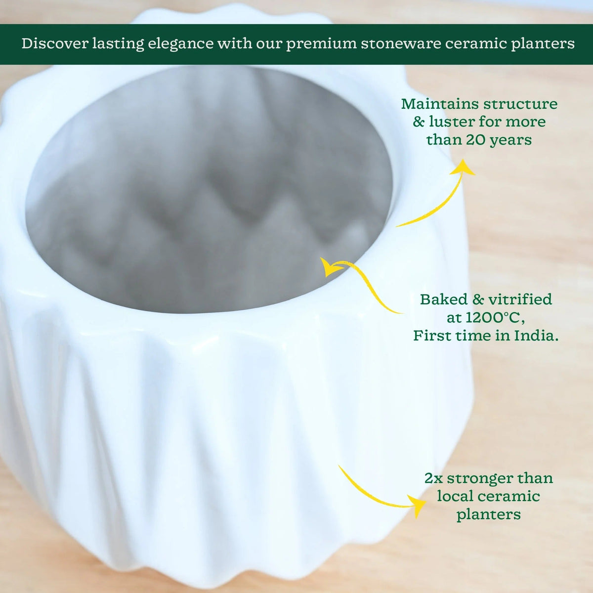 Modern Geometric Ceramic Planter Pot – Decorative Indoor Flower Pot for Home & Office